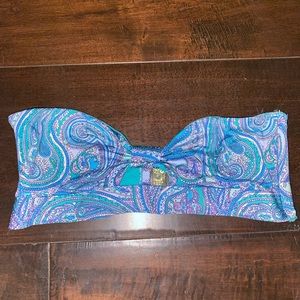 blue strapless bikini top